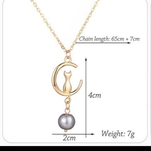 Cat and Moon Necklace - Picture 3 of 4